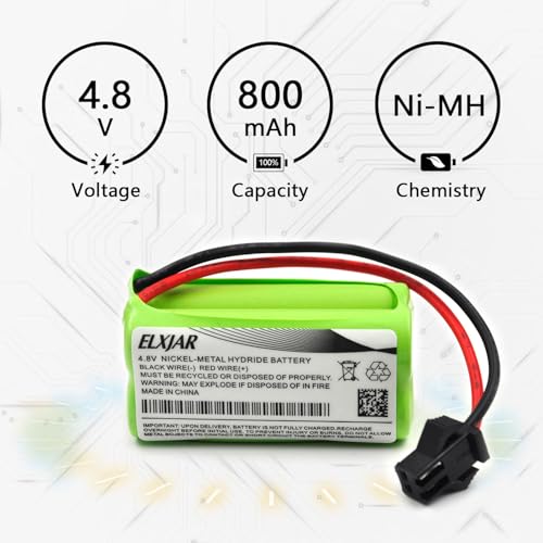 (4-Pack) 4.8V 800mAh Ni-MH Battery with SM 2P Plug for RC Toys | AAA rechargeable battery packs for compatible stunt RC cars, robots and hobby equipment; measures 44 x 20 x 20mm.