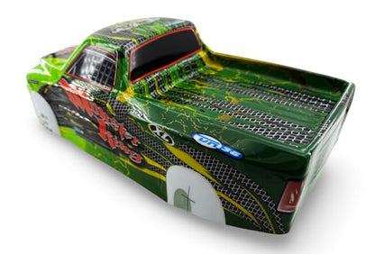1/10 Scale RC Drift Body Shell - Painted Pickup Truck Lexan Body for Touring & Off-Road RC Cars - Monster King Graphic (Green) - color: Green