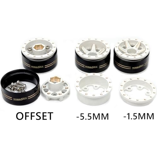 64mm 1.0 All Terrain Tires F/R Mounted Brass 1.0 beadlock Wheels Rims Negative Offset 1.0 Wheels Tires Tyre for RC Mud Crawler 1/24 SCX24 AX24 1/18 TRX4M - color: White