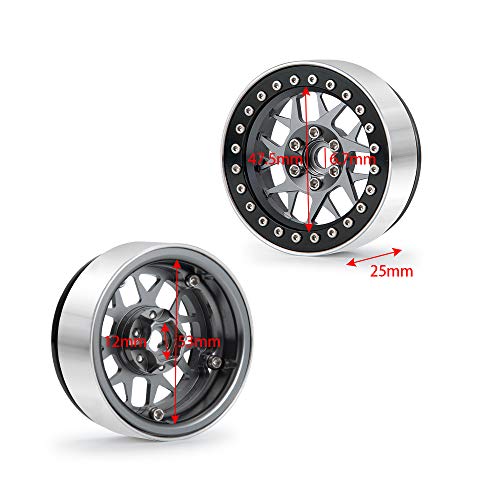 Aluminum 2.2" RC Beadlock Wheels Rims for Axial Wraith SCX10 TRX4 | 1/10th RC Crawler Car,Titanium,1set/4pcs - color: Titanium
