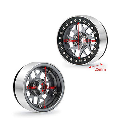 Aluminum 2.2" RC Beadlock Wheels Rims for Axial Wraith SCX10 TRX4 | 1/10th RC Crawler Car,Titanium,1set/4pcs - color: Titanium