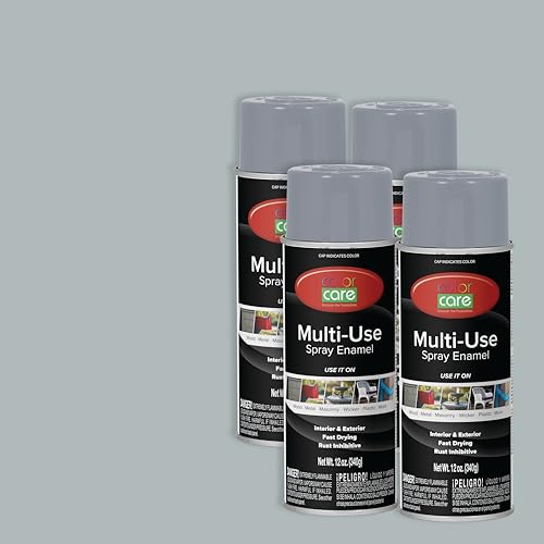 Spray Paint, 12 oz, 4-Pack (Gloss Light Gray) – All-Purpose, Indoor & Outdoor, Rust Resistant, for Wood, Metal, Plastic & Masonry - color: Light Gray