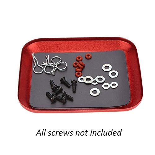 RiToEasysports RC Screw Tray, Storage Magnetic Tray Aluminum Alloy Small Parts and Screws Holder for Fuel Vehicle Parts - color: Red
