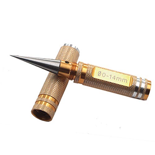 Universal 0-14mm Aluminum Alloy Expanding Hole Puncher Opener Reamer Tool Compatible with Traxxas Axial HSP Redcat Arrma HPI Tamiya RC Car Boat Body Shell (Gold)