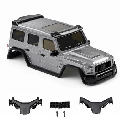 RC Crawler Body Shell Kit, 1/30 Scale Plastic Painted Mini Truck Body Cover with Light Buckets & Spare Tire Mount, DIY Upgrade Accessories Compatible with SCX30 1:30 Micro Crawlers (Grey)