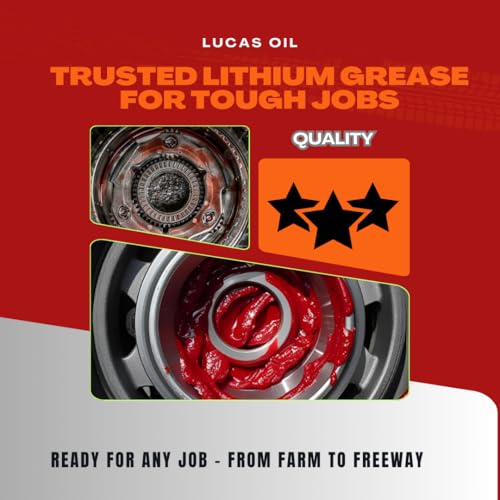 Lucas Oil Red N Tacky Grease 1 lb – 2 Pack | Heavy Duty Lithium Grease | Waterproof, High Temp | for Trailer, Bearings, Farm, Auto Use