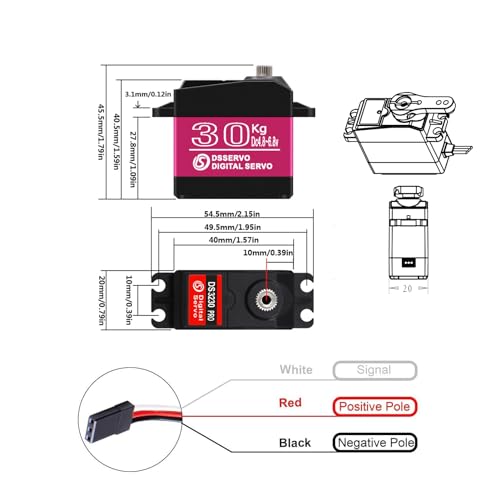 2Pack DS3230MG Upgraded High Torque 30KG Digital Servo Motor, Full Metal Gear Waterproof Steering RC Servo for 1/8 1/10 Scale RC Car Crawler Control Angle 270°
