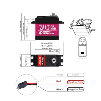 2Pack DS3230MG Upgraded High Torque 30KG Digital Servo Motor, Full Metal Gear Waterproof Steering RC Servo for 1/8 1/10 Scale RC Car Crawler Control Angle 270°