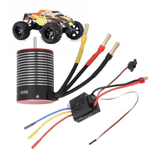 Brushless Motor and ESC,3650 Brushless Motor and 60A ESC 5.8V3A BEC Combo Set for HPI RC Car (5200kv)