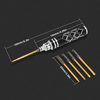5-in-1 RC Tool Kit, Hex Allen Screwdriver Kit, RC Screwdriver Set 1.5mm 2.0mm 2.5mm 3.0mm RC Car Repair Tool Kit for RC Model Car Boat Helicopter (Silver) - color: Silver