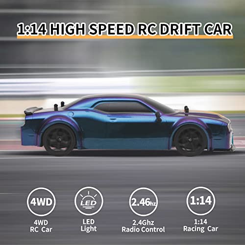 RC Drift Car, 1:14 Remote Control Car 4WD Drift RC Cars Vehicle 28km/h High Speed Racing RC Drifting Car Gifts Toy for Boys Kids