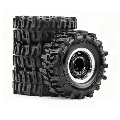 0.7” Wheel & Mud Terrain Tire Set for 1/30 RC Crawler, -1.00mm Offset, Axial SCX30 & Redcat Ascent-32, CNC Aluminum Rims, 5mm Hex, Shims Screwdriver Included, Pre-Assembled, 4 pcs, Black - color: Black, size: Loose-dirt-mud-bite