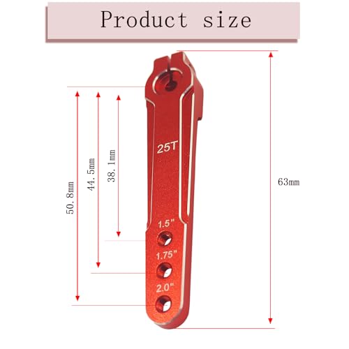 2Pcs Aluminum 1.75inch 25T Servo Arm Horn Long Steering Servo Arms Compatible Futaba Savox Xcore HL HSP HD Power Rc Servos for RC Airplanes RC Plane Crawler Car