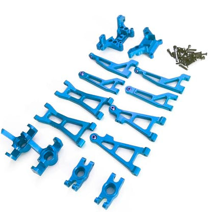 Compatible with Hyper GO RC Car Parts, 1/16 Metal Upgrade Aluminum Accessories, Replacement Parts kit for H16BM H16GT H16DR H16 MJX 16207 16208 16209 16210 (Blue 14PC Set) - color: Blue 14pc Set