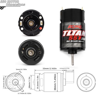 RC Car 550 55T Motor Brushed High Torque Waterproof Motor for 1/10 RC Crawler Axial SCX10 AXI03007 JL 90046 TRX4 TRX6 RC Car Boat Motor 550 Brushed Suitable for Climbing Off-Road
