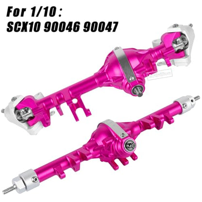 RC Alloy Front Rear Portal Axle Upgrades Part for 1/10 RC Crawler SCX10 90046 90047,Aluminium Front Rear Complete Portal Housing,All Pink - color: Pink