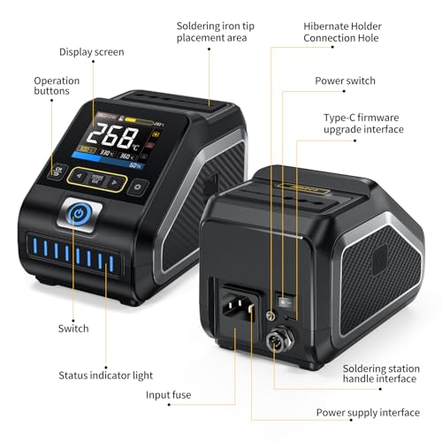 FNIRSI DWS-200 200W High Power Soldering Station Kit,2 Helping Hands | 3S Melting(212-842℉),6 F245 3 F210 Iron Tips,3 Display Modes, Pre-set 3 Temps,Precision Digital Solder for Electronics Repair