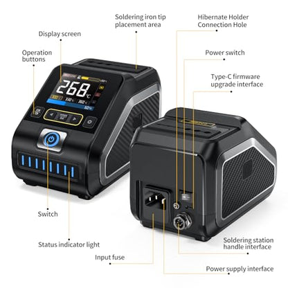 FNIRSI DWS-200 200W High Power Soldering Station Kit,2 Helping Hands | 3S Melting(212-842℉),6 F245 3 F210 Iron Tips,3 Display Modes, Pre-set 3 Temps,Precision Digital Solder for Electronics Repair