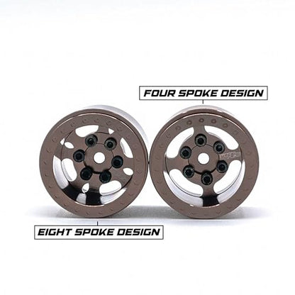 1UP Wheels 1.0" Island Ultra Wide Premium Wheels | Burnt Bronze | for Axial SCX24, AX24, Traxxas TRX4-M, Redcat Ascent-18, FMS FCX18, 7mm Hex Vehicles - Aluminum Beadlock Wheels - color: Burnt Bronze