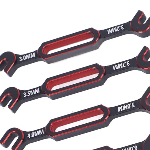 Drfeify 4PCS RC Car Wrench Repair Tool, 3.0/3.2/3.5/3.7/4.0/5.0/5.5/6.0mm RC Turnbuckle Nut Ball Joint Remover Universal Upgrade Parts (Red) - color: Red