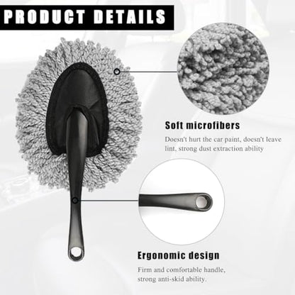 KVAEY Car Dash Duster Brush, Super Soft Microfiber Multi-Functional Car Cleaning Brush, Scratch Free Dash Dusting Tool with a Anti-Skid Handle for Vehicle Home Kitchen Cleaning (Gray) - color: Gray