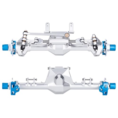 +9mm Aluminum Front Rear Straight Axle with Hydraulic Steering Link for 1/24 RC Crawler SCX24 Deadbolt C10 Jeep Gladiator Parts (Silver Set) - color: Silver Set
