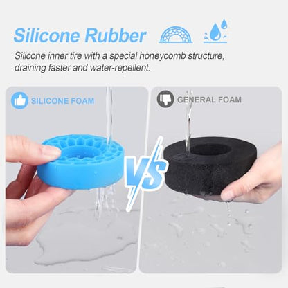 HobbyPark 1.0 Tires Silicone Inserts Foam fit 62-64mm*24mm for 1/18 1/24 Scale RC Crawler Trucks, Super Soft, 4pcs (Light Blue) - color: Light Blue (Large)