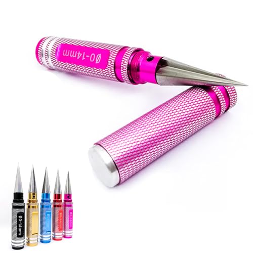 Multipurpose Manual Hole Punch, Steel Metal 0-14mm Hole Puncher Reamer for RC Body Shell Drills Tool,0-14mm RC Body Reamer Hole Puncher (Pink) - color: Pink