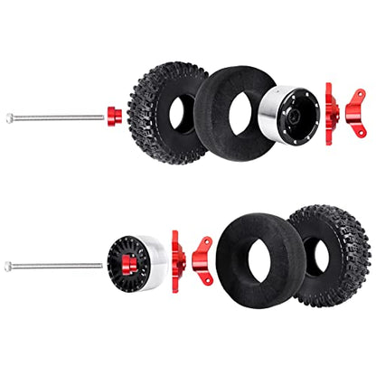 HobbyPark Aluminum 2.2 Beadlock Wheels and Soft Rubber Tires Height 5.67inch/144mm with Foam Inserts Good Grip for 1/10 RC Crawler, w/Beadlocks Mounting Tool, Set of 4