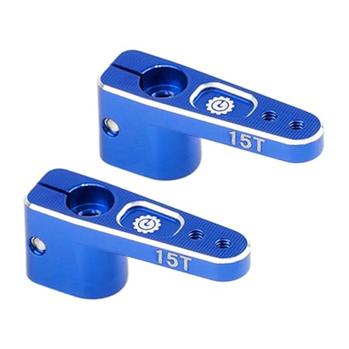 2PCS 15T SCX24 Servo Horn for EMAX ES08MA Suitable for Axial SCX24 AX24 90081 Etc 1/24 RC Crawler Car Upgrades (Blue) - color: Blue