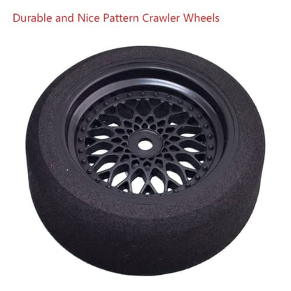 4Pcs 1/10 On-Road Foam Tires& 2080-3mm Wheel Rims 12mm Hex for HSP HPI RC Racing Car Toy, Black - style: 1/10 Foam