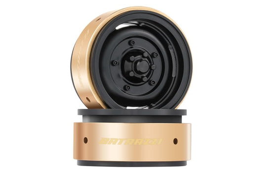 RC Crawlers Truck Upgrade Parts for 1/10 Scale &FMS FCX10: 1.9” Aluminum Beadlock 4-Slot Road Wheels with Brass Weights (2pcs) Black - color: Black