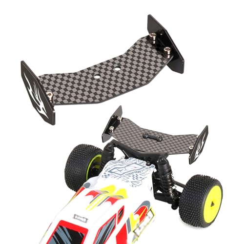 RC Rear Wing Carbon Fiber RC Tail Wing for Losi 1/24 Micro-B 2WD Buggy RC Car Upgrade Parts (Black) - color: Black