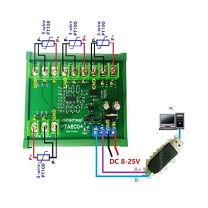 4ch DC 12V 24V -40~500 Celsius PT100 RTD RS485 Temperature Sensor Module Modbus RTU Platinum Thermal Resistance Collector (1PCS A 24V with Rail Box) - color: 1PCS A 24V with Rail Box