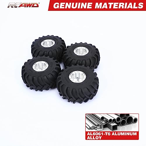 RCAWD Alloy TRX4M Monster Truck Wheel And Tires for 1/18 TRX4M Series Upgrades Part Silver - color: Silver
