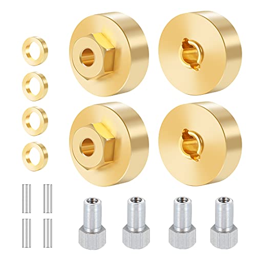 Que-T 1 Set Metal Brass Wheel Weights Hex Adapter for 1/24 AXIAL SCX24 Deadbolt AXI90081 AXI00001 AXI00002 RC Crawler Car Upgrades Parts