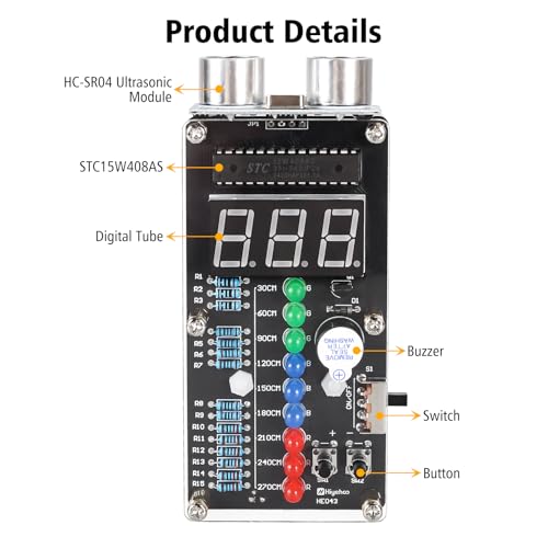 MIOYOOW HC-SR04 Ultrasonic Ranging Alarm Soldering Kit with LED Lights | DIY Ultrasonic Distance Sensor Kit, Electronic Project, Soldering Practice Kit for School Learning and Home Use