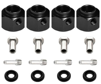 4PCS 12mm Hex Hub 8mm Offset Wheel Hex Extension for Traxxas TRX4 TRX6 1/10 | CNC Metal Wheel Spacer for RC Crawlers Helps Increase Track Width and Side-Hill Stability Reduce Vibration Add Tire Clearance - color: black