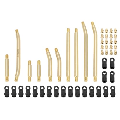 MEUS Racing SCX24 Links High Clearance Chassis Links & Steering Links Set for Axial 1/24 SCX24 Deadbolt AXI90081 B17 AXI00004 RC Crawler (Brass) - color: Brass