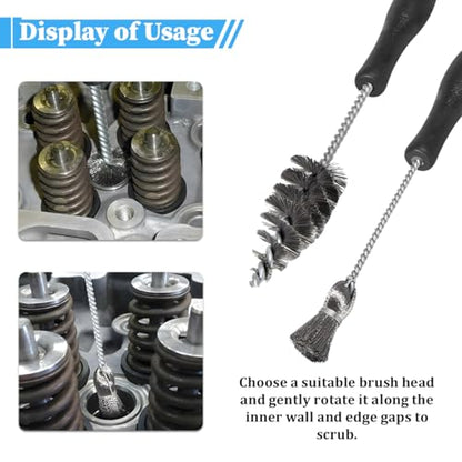 2PCS Injector Sleeve Cup Bore Seat Cleaning Brush Kit, Steel OEM# AP0084 AP0085 3252 Vehicle Fuel Brush with Handle, Auto Replacement Accessory, Compatible with T444E DT466 VT365