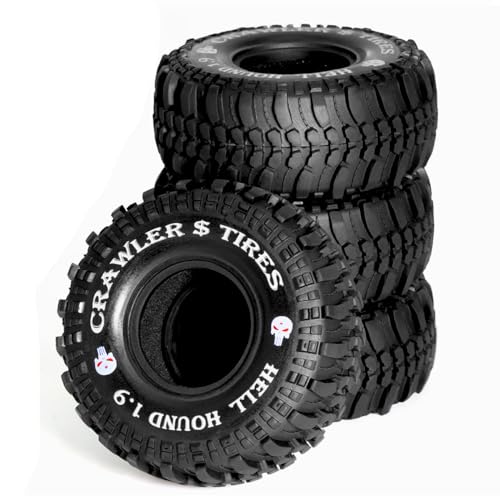 1.9 RC Crawler Tires OD 118mm 1/10 Rock Rubber Mud Slingers Wheels Tyres With Foam Insert For 1:10 RC Crawler Truck Car Tamiya CC01 Traxxas TRX4 Axial SCX10 II RC4WD Gen8 1.9" Beadlock Hubs