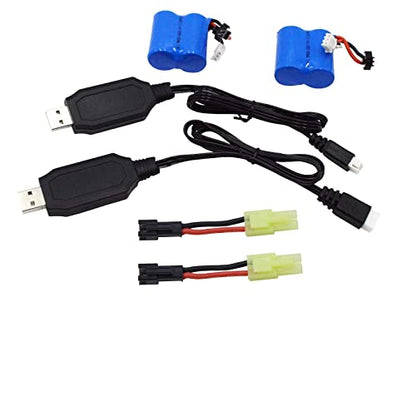Blomiky 2 Pack 7.4V 600mAh 4.44Wh Battery Suitable for H120 H100 H102 H106 H108 T1 T02 RC Boat / H100 Battery and Cable