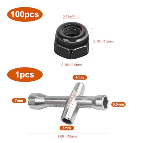 Hobbypark 100pcs Wheel M2.5 Lock Nuts with Wheel Wrench for 1/18 TRX4M Replacement Parts