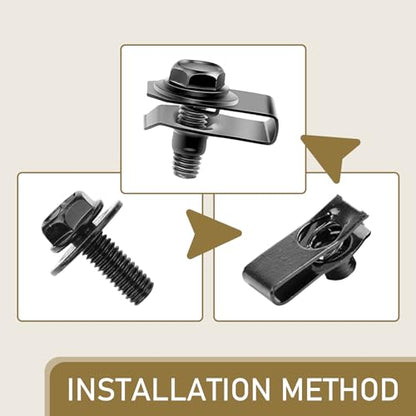20 PCS Car Bolt + U-clamp Fastening Set, Hood Protector Fender Bumper Radiator Hood Panel Fastening Screw Bolt Extrusion U-Shaped Clip, Universal Body Fixing Replacement for Cars (Black)