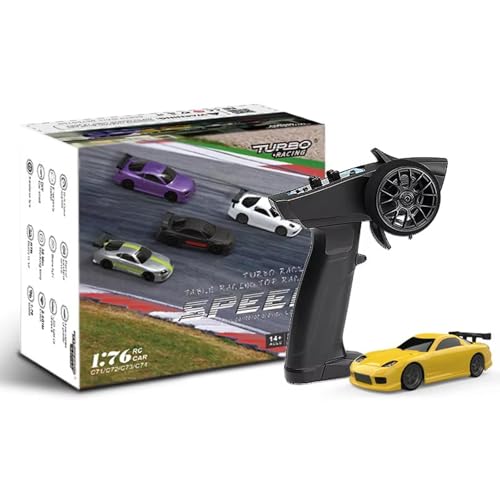 1:76 Turbo Racing Scale RC Sport Car, Table Racing Remote Control Mini Model Car Full Proportional RTR Kit Toys (C71yellow) - color: C71yellow