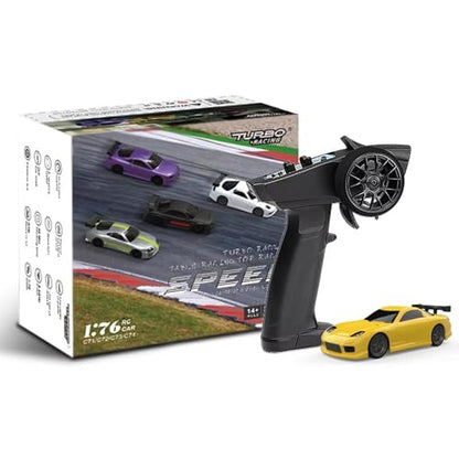 1:76 Turbo Racing Scale RC Sport Car, Table Racing Remote Control Mini Model Car Full Proportional RTR Kit Toys (C71yellow) - color: C71yellow