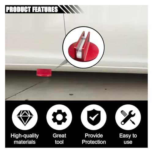 Universal Magnetic Jack Pad, 0.37" Slotted Aluminum Grooved Pad | Jack Puck Pinch, Pinch Weld Frame Rail Adapter with Large Slotted for Most Cars SUVs Trucks, Red - color: Red