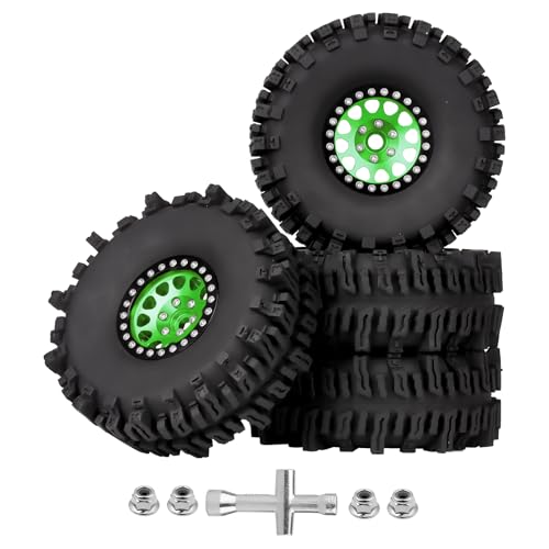 120mm 4.72'' Tall 1.9 Mud Slingers Tires Good Grip and 1.9 Beadlock Wheels Aluminum 1.9 Beadlocks for FCX10 TRX4 Axial SCX10 II UTB18 Capra Redcat Gen8 Gen7 VS4-10 1/10 RC Crawler (Color A) - color: Color a