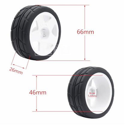 4PCS RC 1/10 On-Road Tires 65mm RC Rubber Tires w/Plastic Wheel Rim 12mm Hex Fit for 1/10 RC On-Road Rally Car HPI Tamiya TT01 TT02 Kyosho Wltoys 144001 - color: White 6