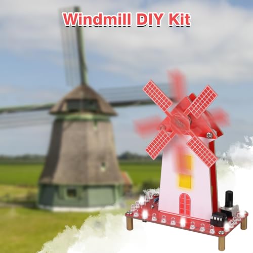 Soldering Practice Kit, DIY Windmill Solder Project for Beginners with LED Flashing Light & Adjustable Rotation Speed for Students Soldering Training, School STEM Education Learning Kit